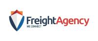 Logo for FreightAgency featuring a stylized shield in blue, red, and orange, next to the text FreightAgency with Freight in blue, Agency in red, and the tagline WE CONNECT underneath.