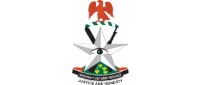 The image shows the logo of the Nigeria Police Force, featuring a silver star with an eye in the center, a ribbon inscribed with Justice and Honesty, and an eagle perched atop two crossed batons.